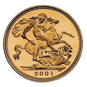 Moneda Reino Unido Soberano Oro 2001 Proof 7,98 g