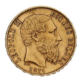 Moneda Bélgica 20 Francos Oro 1876 6,43 g