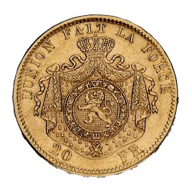 Moneda Bélgica 20 Francos Oro 1876 6,43 g