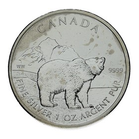 Moneda Canadá 5 Dollars Oso Plata 2011 1 oz