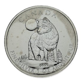 Moneda Canadá 5 Dollars Lobo Plata 2011 1 oz