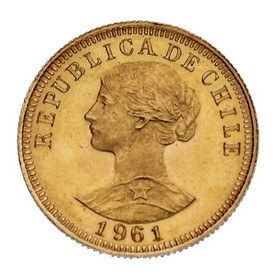 Moneda Chile 50 Pesos Oro 1961 10,19 g