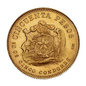 Moneda Chile 50 Pesos Oro 1961 10,19 g