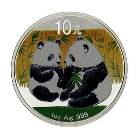 Moneda China 10 Yuans Panda Plata 2009 Coloreada 1 oz
