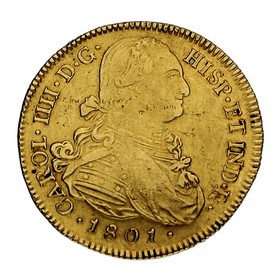 Moneda Colombia 8 Escudos Oro 1801 Popayan P-JF 26,93 g