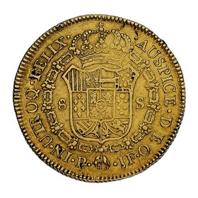 Moneda Colombia 8 Escudos Oro 1801 Popayan P-JF 26,93 g