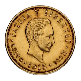 Moneda Cuba 5 Pesos Oro 1915 8,36 g