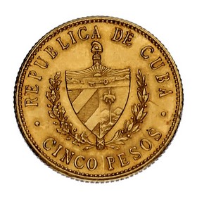 Moneda Cuba 5 Pesos Oro 1915 8,36 g