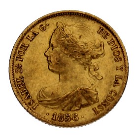 Moneda 100 Reales Oro 1856 8,34 g