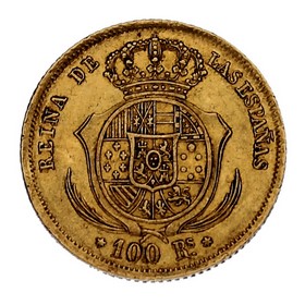 Moneda 100 Reales Oro 1856 8,34 g