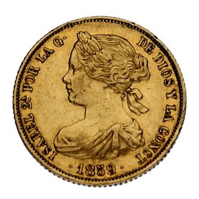 Moneda 100 Reales Oro 1859 8,33 g