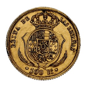Moneda 100 Reales Oro 1859 8,33 g