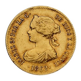 Moneda 40 Reales Oro 1862 3,40 g