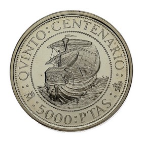 Moneda 5.000 Pesetas 5º Centenario Plata 1989 54 g