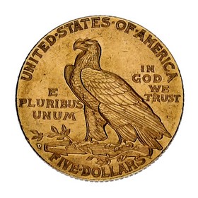 Moneda Estados Unidos 5 Dollars Indian Head Oro 1909 8,36 g