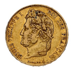 Moneda Francia 20 Francos Oro 1833 6,49 g