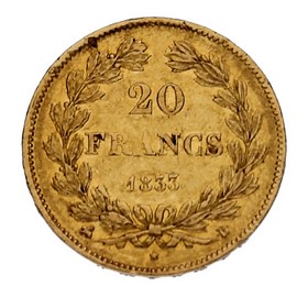 Moneda Francia 20 Francos Oro 1833 6,49 g