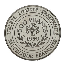 Moneda Francia 500 Francos Charle Magne Platino 1990 20 g