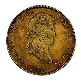 Moneda Perú 8 Escudos Oro 1820 Lima ME- J.P 27,10 g