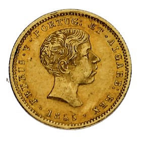 Moneda Portugal 1000 Reis Oro 1855 1,77 g