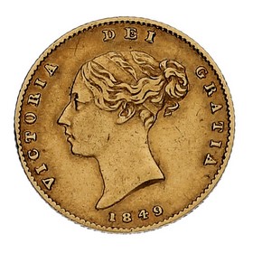 Moneda Reino Unido 1/2 Soberano Oro 1849 3,95 g