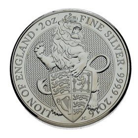 Moneda Reino Unido 5 Pounds Leon de Inglaterra Plata 2016 2 oz