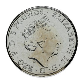 Moneda Reino Unido 5 Pounds Leon de Inglaterra Plata 2016 2 oz