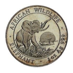 Moneda Somalia 100 Shillings Elephant Plata 2009 1 oz