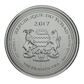 Moneda República de Chad 500 Francos Escorpión Plata 2017 1 oz