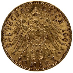 Moneda Alemania 20 Marcos Oro 1901 7,94 g