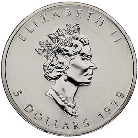 Moneda Canadá 5 Dollars Maple Leaf Plata 1999 1 oz