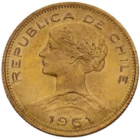 Moneda Chile 100 Pesos Oro 1961 20,26 g