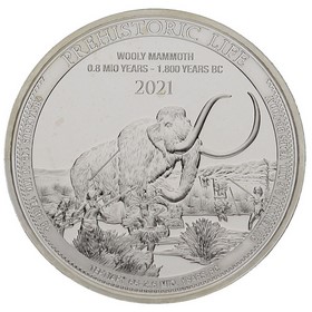 Moneda República Democrática del Congo 20 Francos Vida Prehistórica Mamut Plata 2021 1 oz