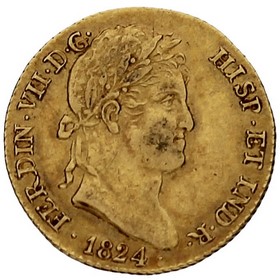 Moneda 2 Escudos Oro 1824 Madrid AJ 6,77 g