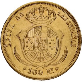 Moneda 100 Reales Oro 1861 8,34 g