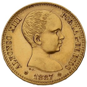 Moneda 20 Pesetas Oro 1887 6,45 g