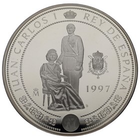 Moneda 10.000 Pesetas III Centenario de la casa Borbón Plata 1997 169 g