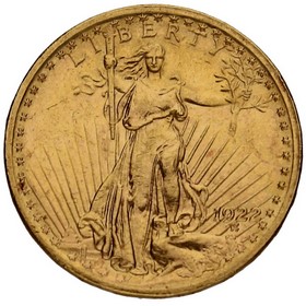 Moneda Estados Unidos 20 Dollars Double Eagle Saint Gaudens Oro 1922 33,43 g