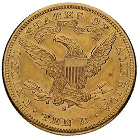 Moneda Estados Unidos 10 Dollars Coronet Head Oro 1886 16,72 g
