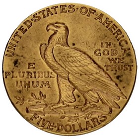 Moneda Estados Unidos 5 Dollars Indian Head Oro 1909 8,32 g