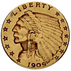 Moneda Estados Unidos 2,5 Dollars Indian Head Oro 1909 4,16 g