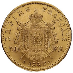 Moneda Francia 20 Francos Oro 1862 6,43 g