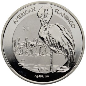 Moneda Islas Virgenes Británicas 1 Dollar Flamenco Americano Plata 2021 1 oz