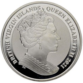 Moneda Islas Virgenes Británicas 1 Dollar Flamenco Americano Plata 2021 1 oz