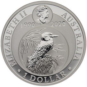 Moneda Australia 1 Dollar Kookaburra 30 aniversario Plata 2020 1 oz