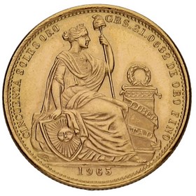 Moneda Perú 50 Soles Oro 1965 23,44 g