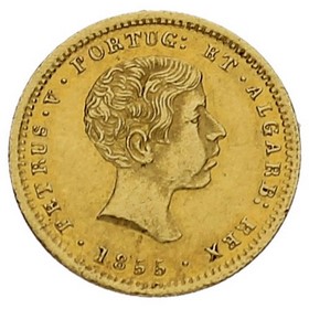 Moneda Portugal 1000 Reis Oro 1855 1,76 g