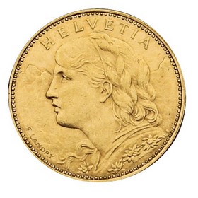 Moneda Suiza 10 Francos Suizos Oro 1915 3,22 g