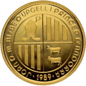 Moneda Andorra 50 Diners Oro 1989 1/2 oz