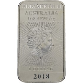 Moneda Australia 1 Dollar Dragón Rectangular Plata 2018 1 oz